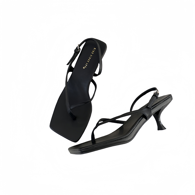 French Style Women's Summer High Heel Sandals New Arrival Toe Clip Thin Heel Back Strap Kitten Heel Flip Flop Sandals - Image 5