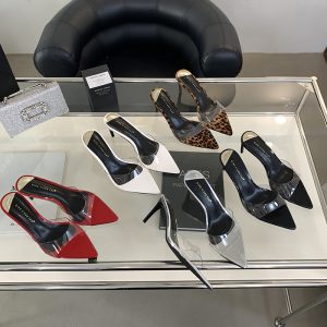2024 Summer New European American Style Fashion Pointed Toe High Heel Sandals Simple Temperament Thin Heel Slippers
