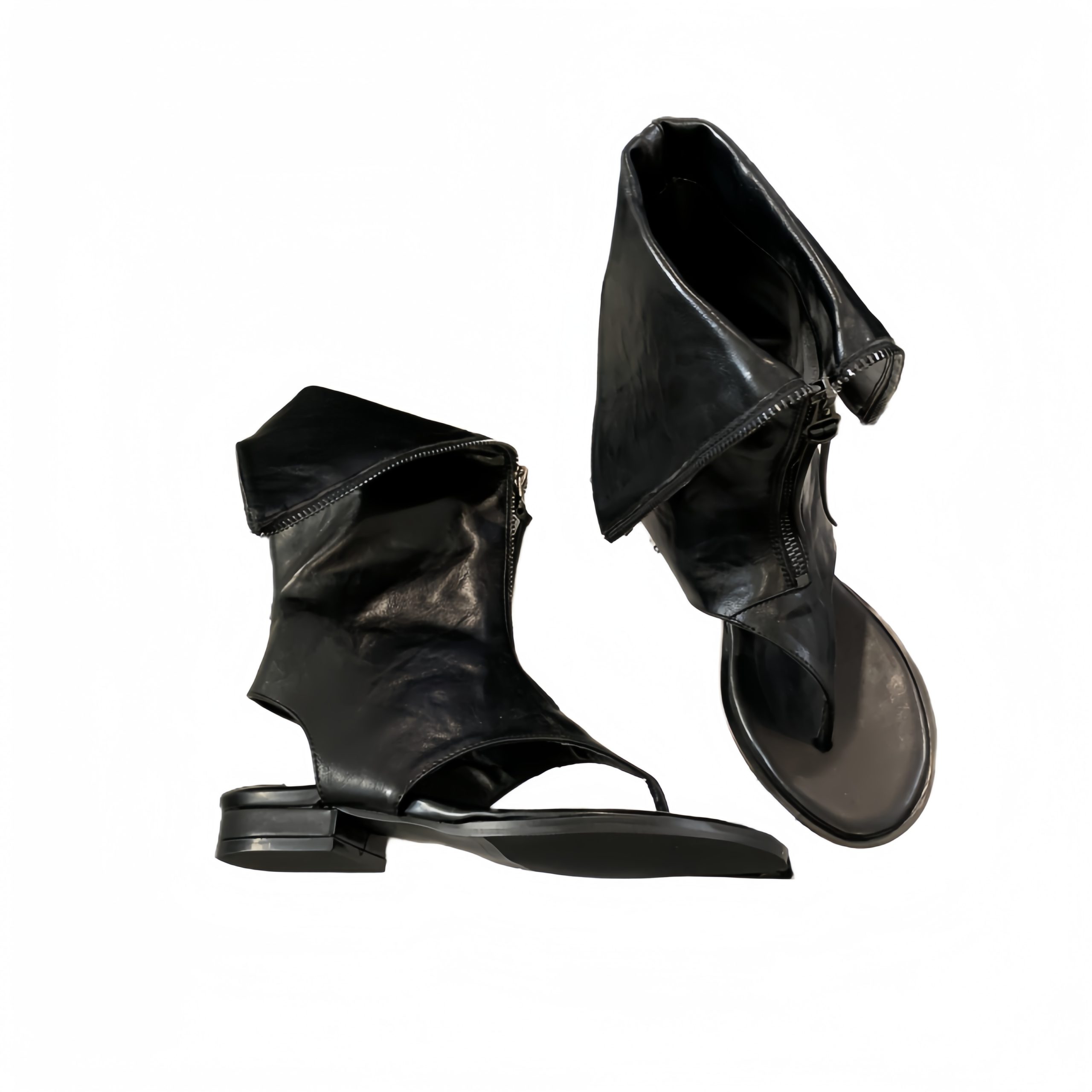 2024 Summer Fashion Front Zipper Sweet Cool Flat Sandal Boots Comfortable Versatile Hot Girl Toe Clip Sandals - Image 5