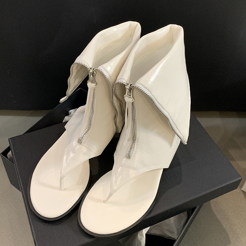 2024 Summer Fashion Front Zipper Sweet Cool Flat Sandal Boots Comfortable Versatile Hot Girl Toe Clip Sandals - Image 4