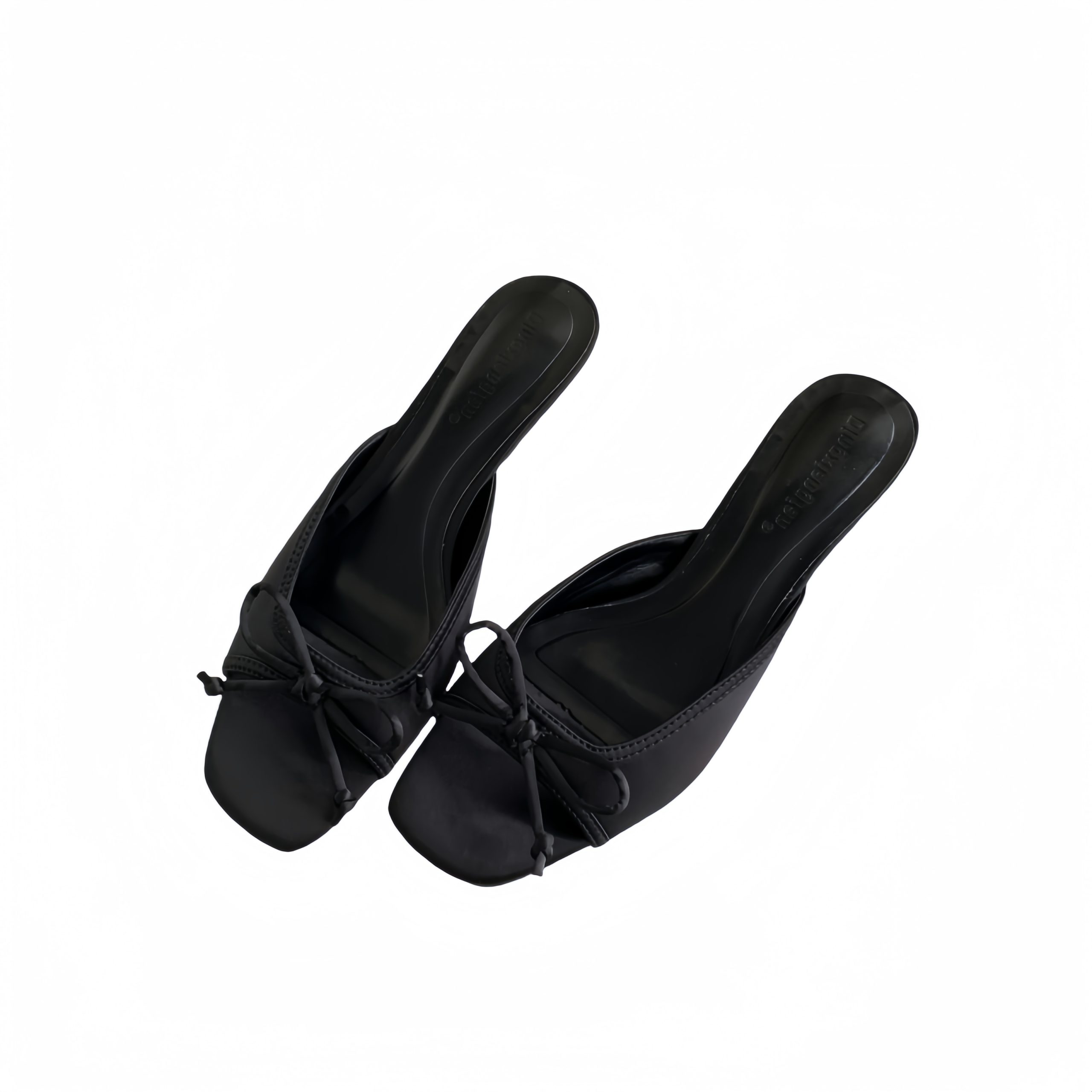 2024 New Sweet Bow Silk Low Heel Square Toe Sandals for Women Chunky Heel Slip On - Image 5