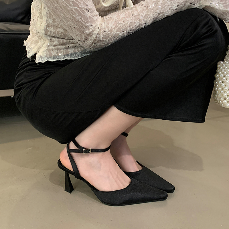 2024 Fall New European American Style Pointed Toe Open Back Sandals Women's High Heel Shoes - Image 3