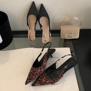 2025 European American Style Pointed Toe Backless Women's Shoes Fashion Color Block Low Heel Closed Toe Sandals Simple Elegant Versatile Shallow Mouth Shoes - Style 23b4f0