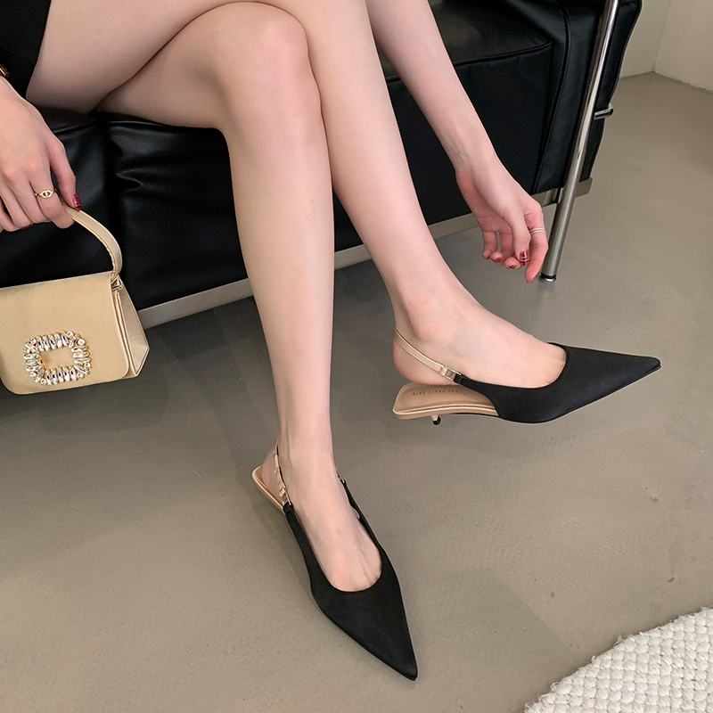 2025 European American Style Pointed Toe Backless Women's Shoes Fashion Color Block Low Heel Closed Toe Sandals Simple Elegant Versatile Shallow Mouth Shoes - Style 23b4f0 - Image 3