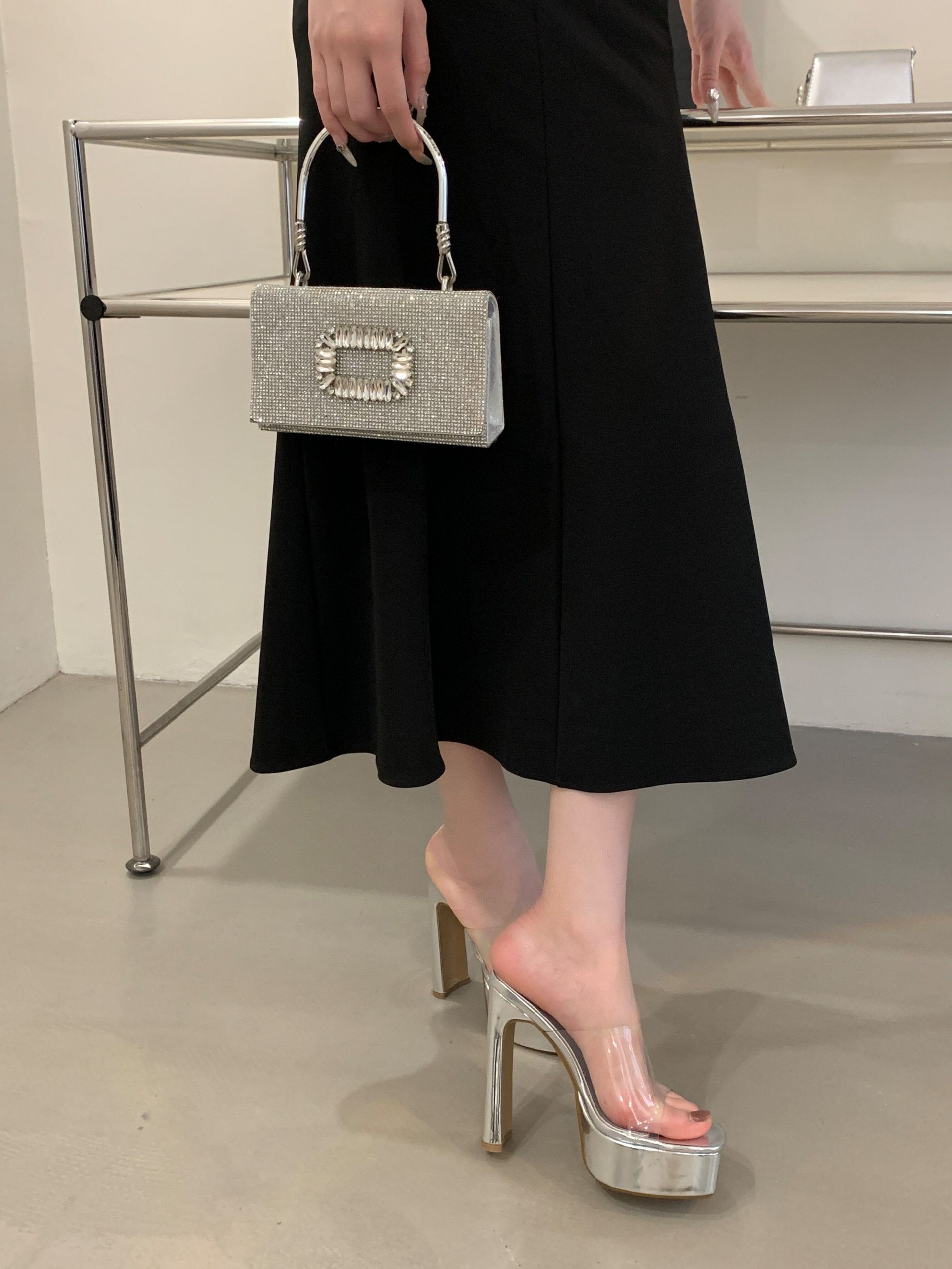 2025 New Chunky High Heel Platform PVC Square Toe Women's Slippers Sandals 35-40 - Image 3