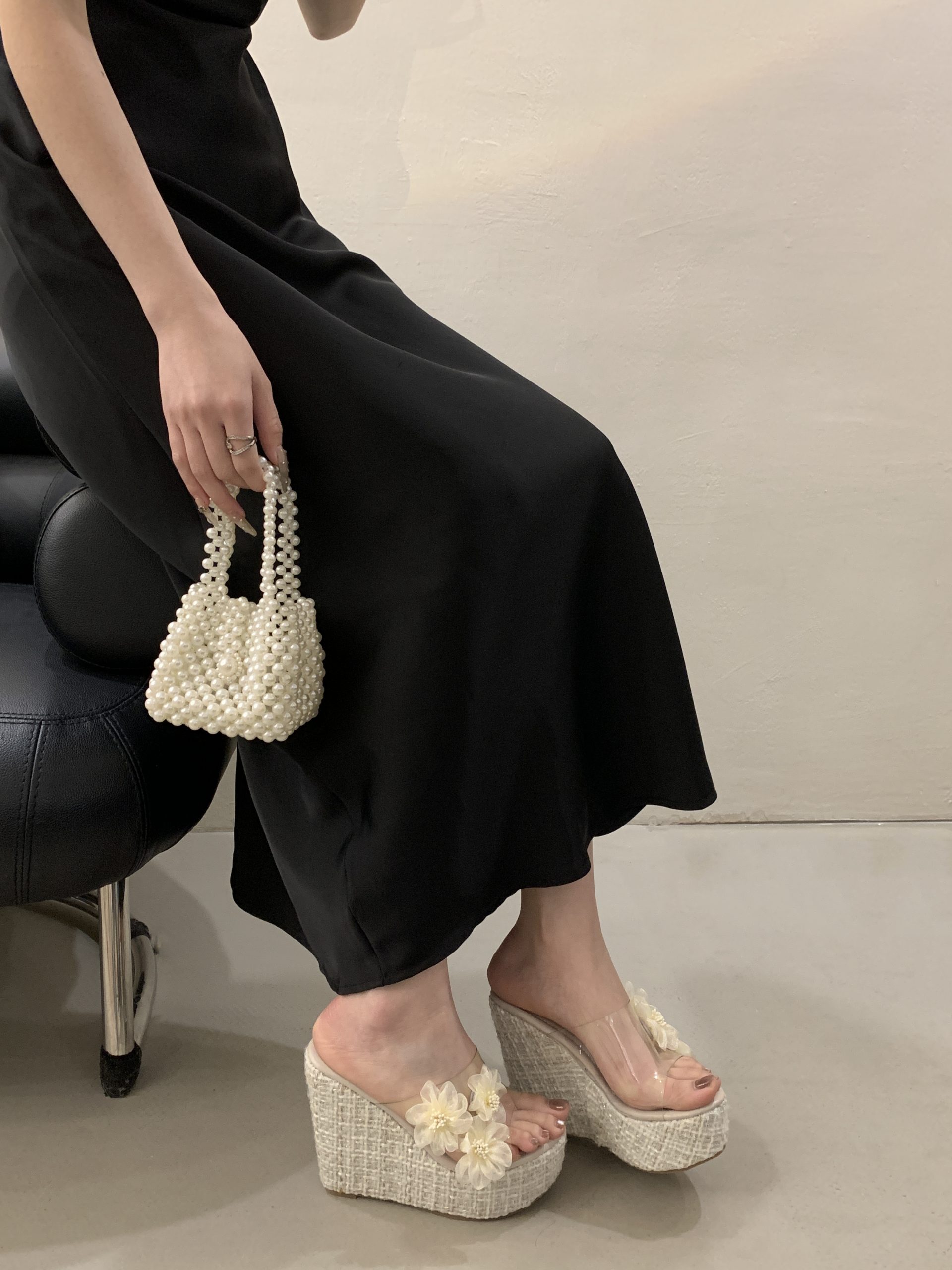 Vacation Style 2025 New Flower Decorated Wedge High Heel Sandals Slippers 35-40 Size 13CM - Image 2