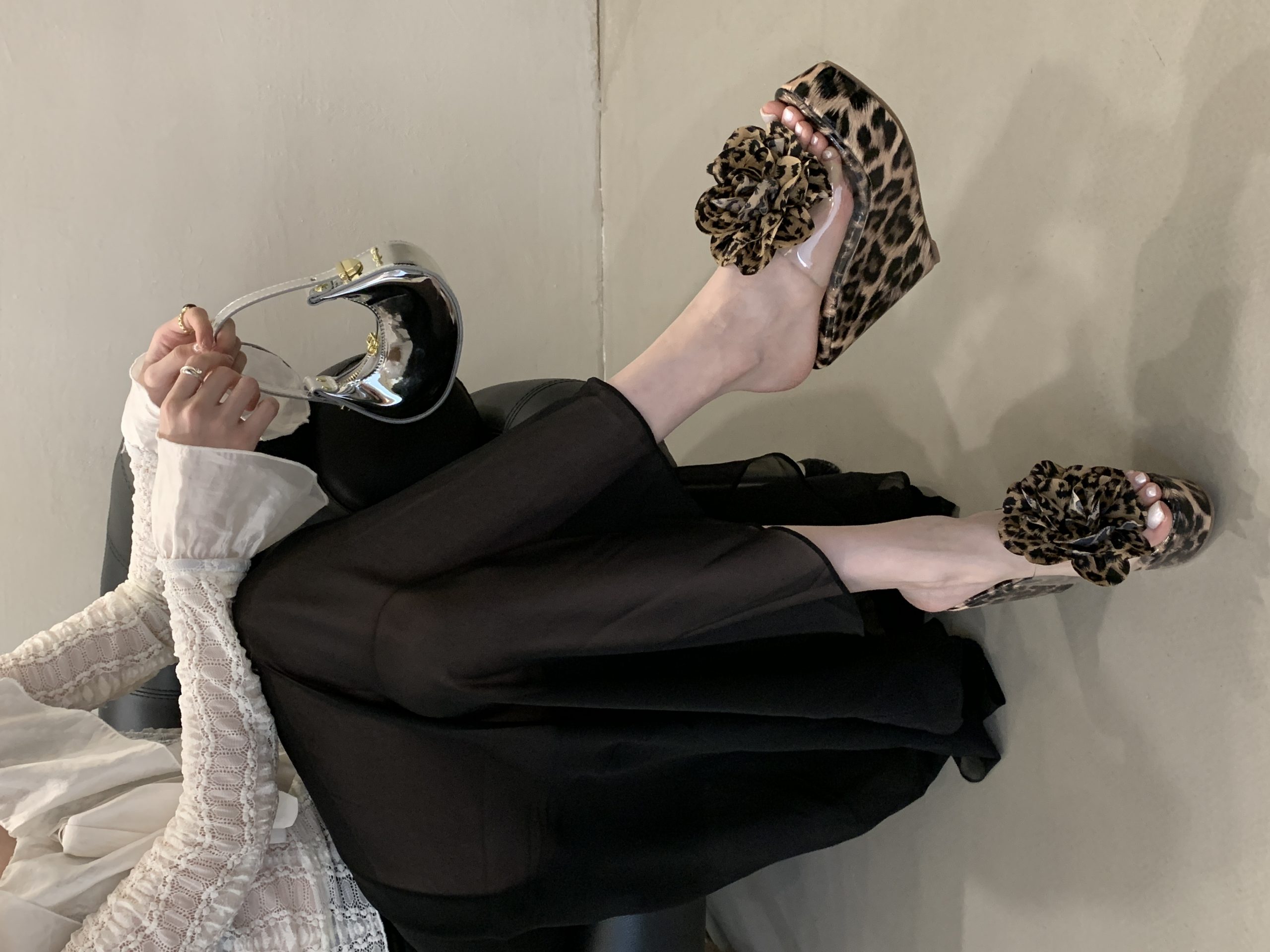 Leopard Floral 2025 New Style Wedge 13CM High Heel Women's Sandals Slippers 35-40 Size Versatile Women's Shoes - Image 4