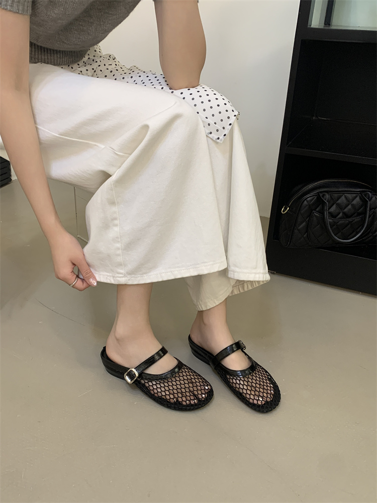 French Style Open Toe Slippers for Women 2026 Summer New Hollow Woven One-Strap Sandals - Image 2