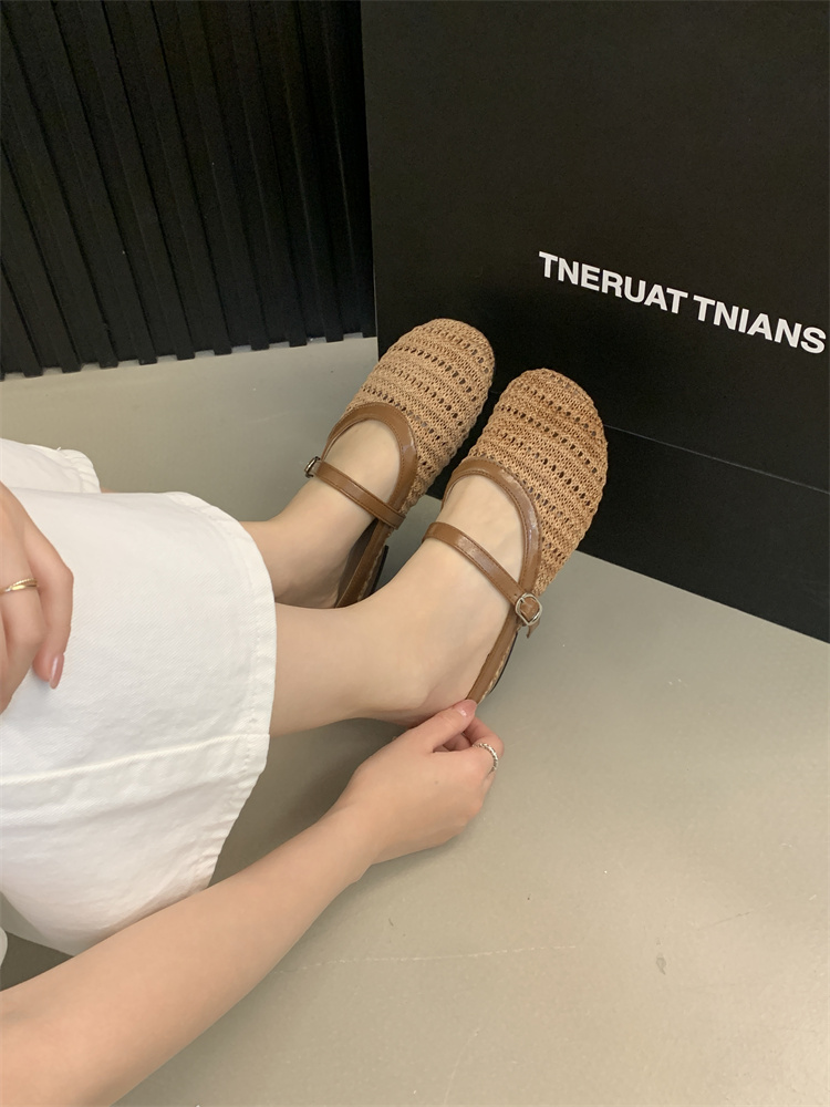 French Vacation Woven Low Heel Mules for Women 2026 Spring Summer Dress Shoes - Image 3