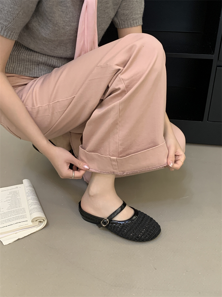 French Vacation Woven Low Heel Mules for Women 2026 Spring Summer Dress Shoes - Image 2