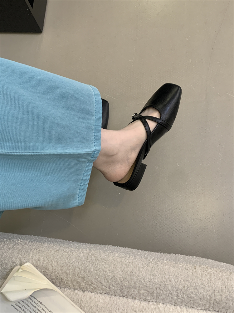 French Retro Closed-Toe Mule Slippers for Women - Mary Jane Slip-On Loafers, Low Heel, Soft PU, Casual Daily Shoes - Image 2