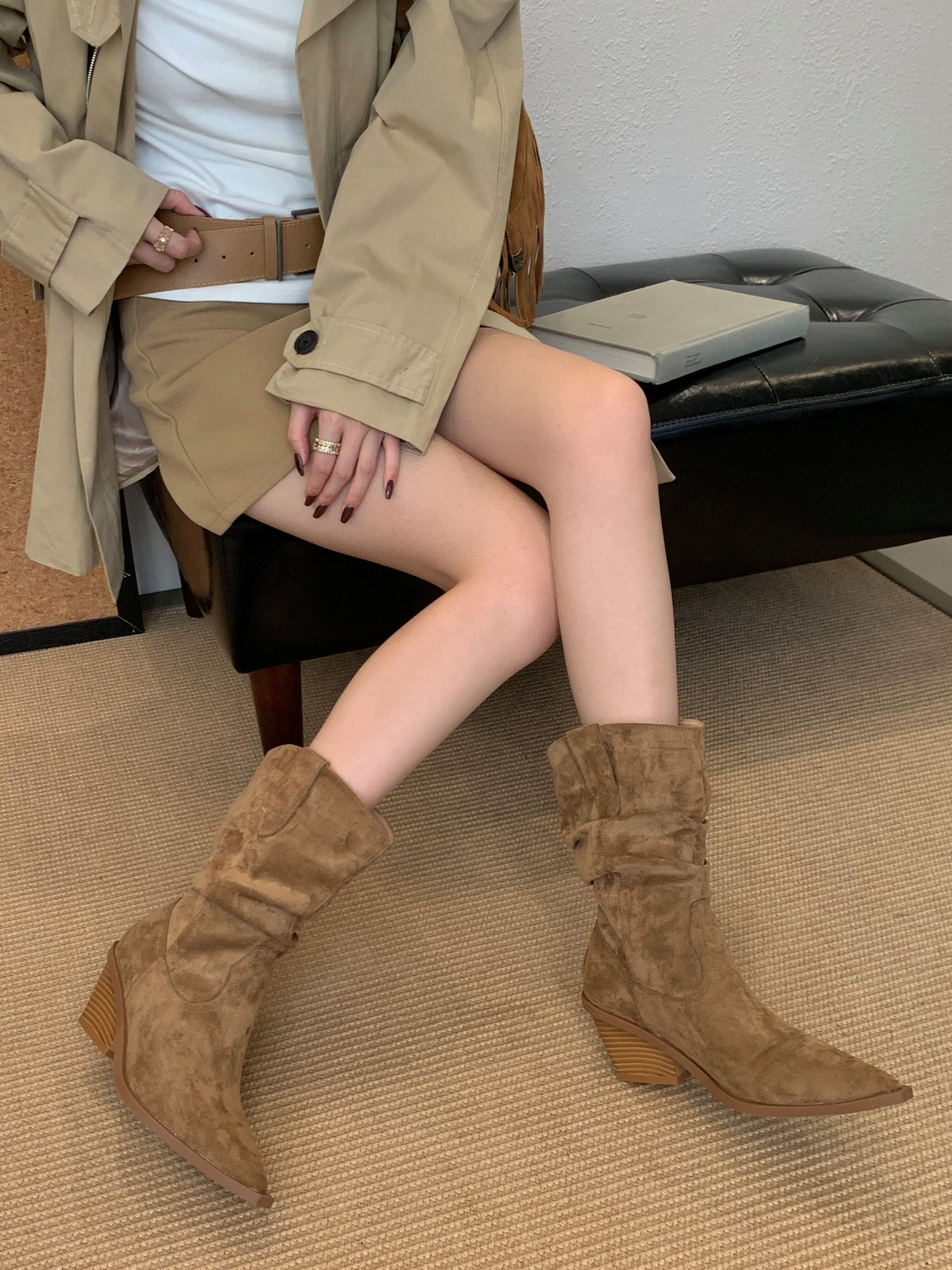 BUBUFLY Women's Western Chunky Heel Mid Calf Boots 2026 New Fashion Stacked Boots - Image 2