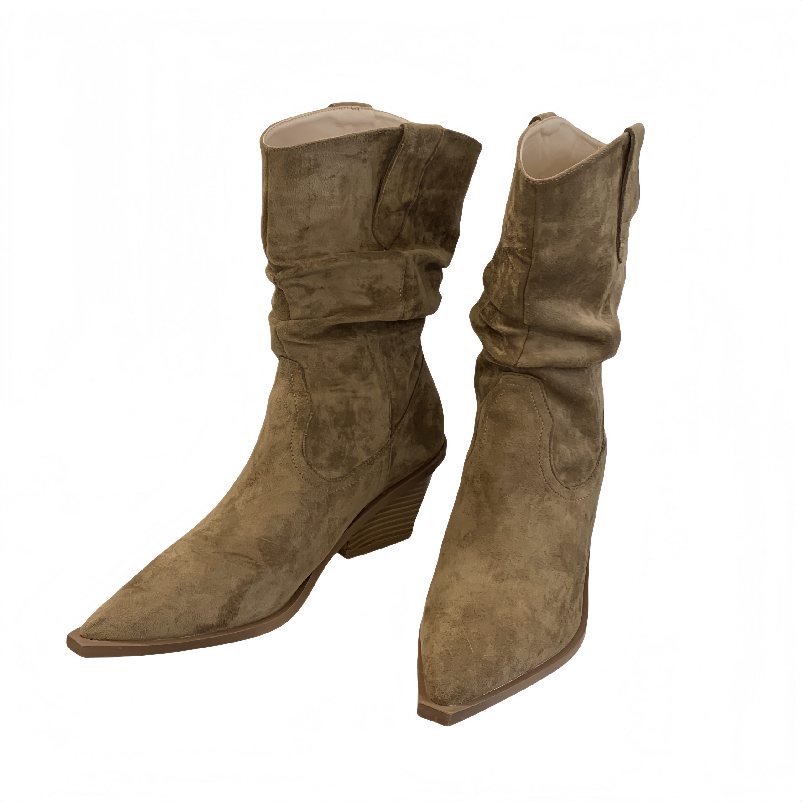 BUBUFLY Women's Western Chunky Heel Mid Calf Boots 2026 New Fashion Stacked Boots - Image 5